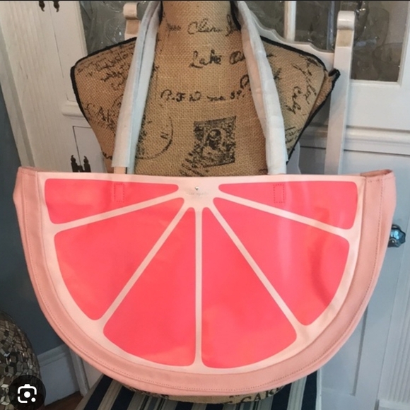 kate spade Handbags - Kate Spade Pink and White Citrus Tote